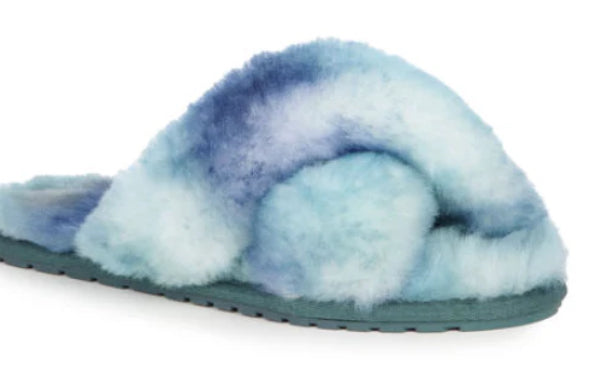 Emu Australia Mayberry Tie Dye Cross Over Slipper Green Sea